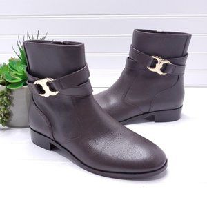 Tory Burch Gemini Link Booties Coconut Brown 8.5M
